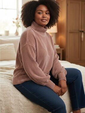 Cynthia Rowley Ribbed Turtleneck Sweater - Dusty Rose